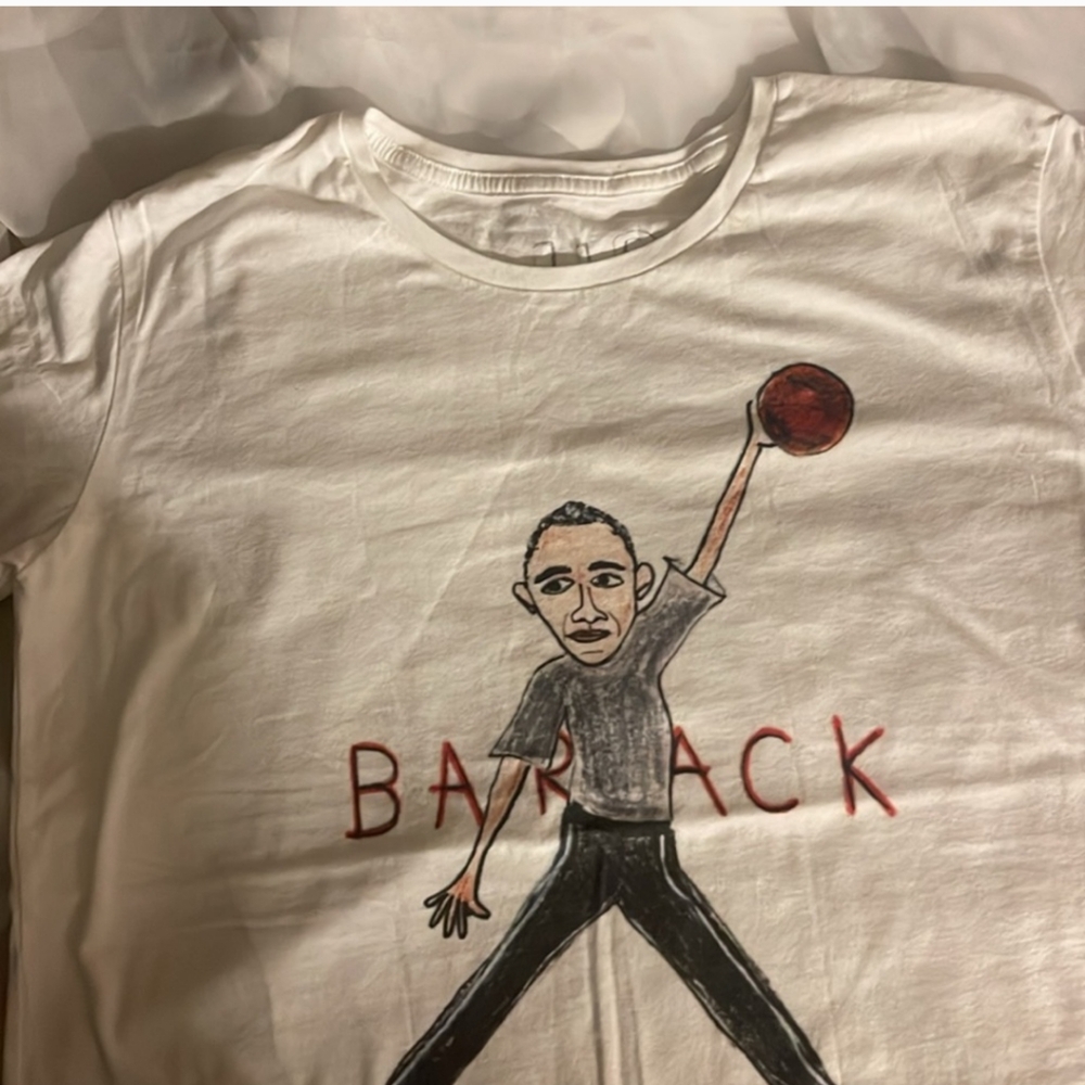 Unfortunate Portrait Barack Obama Air Jordan Jumpman Parody Graphic Tee S